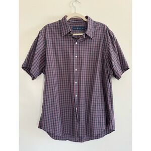 Ralph Lauren Classic Plaid Short Sleeve Button up Green Logo Size XL